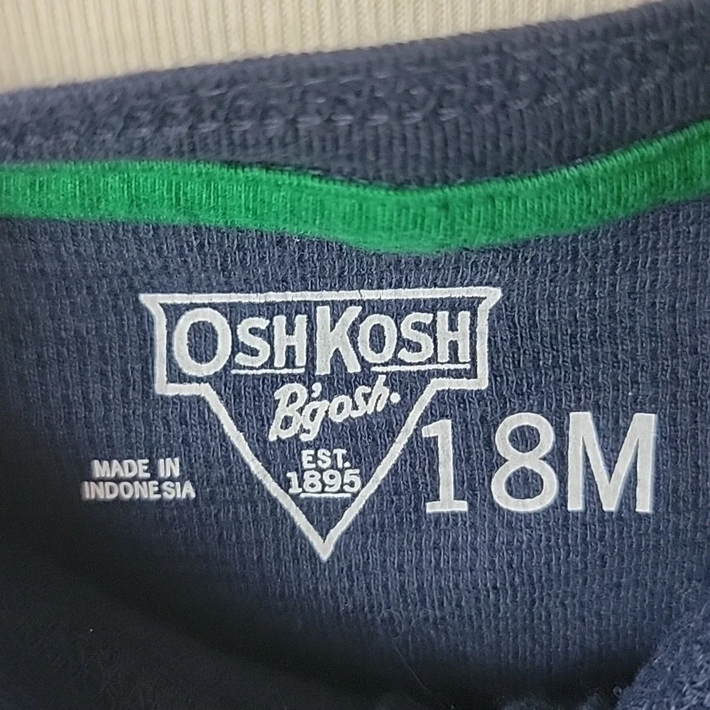 OSHKOSH B'GOSH **3 for $20 item** Boy's Navy Blue Thermal Henley One Piece 18 mo